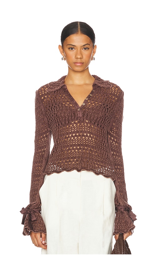 Shop Free People Pointelle Pullover In Chicory Coffee