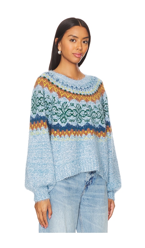 Shop Free People Festive Frost Pullover In Ice Blue Combo