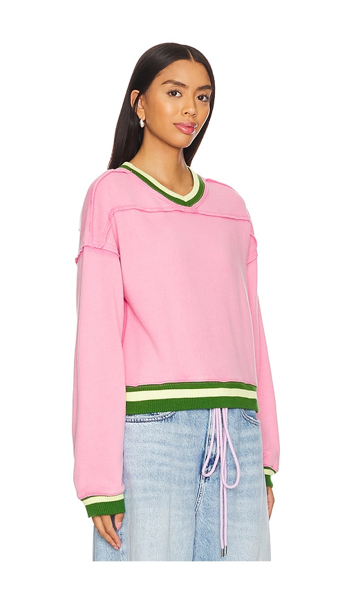 Free People Rio Striped Edge Sweatshirt In Pinky Promise Combo