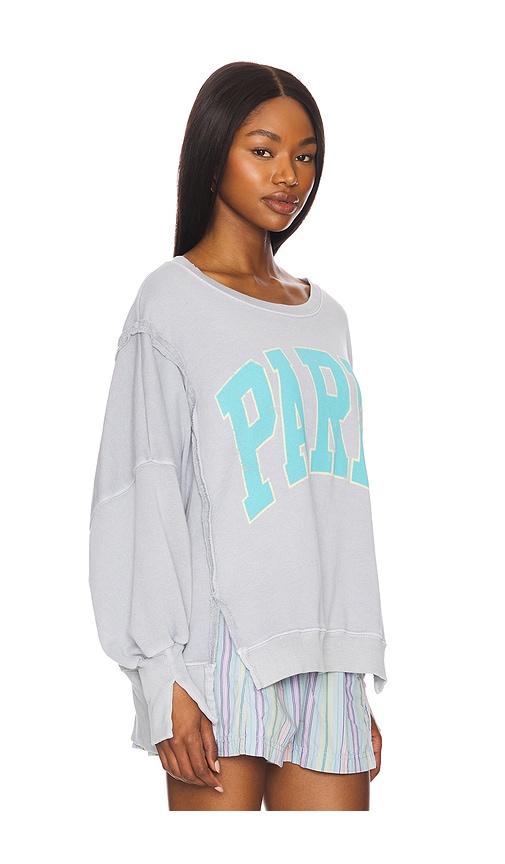 Shop Free People Graphic Camden Sweatshirt In Stone Combo Paris