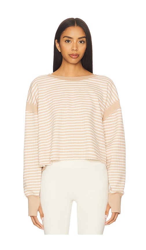  Free People X Fp Movement My Time Layer Textured Reversible Sweatshirt In Sandy In Brown. Size M. Also In L. 