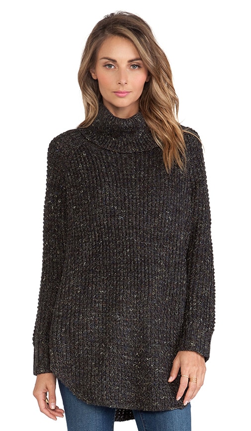 Free People Dylan Tweed Pullover In Charcoal Combo Revolve