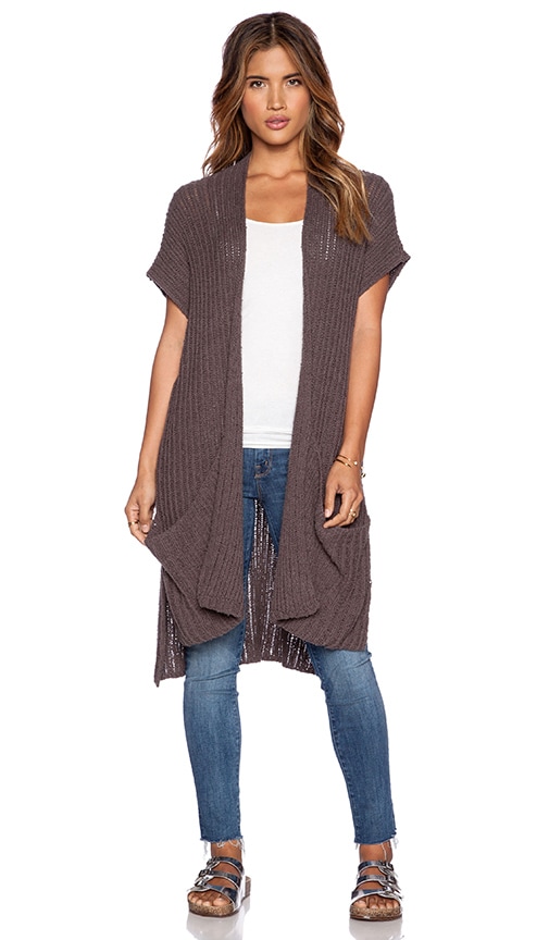 Free People Sloppy Pocket Cardigan in Mushroom | REVOLVE