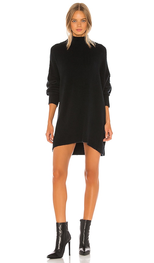 Free People Afterglow Mock Neck Sweater Dress in Black