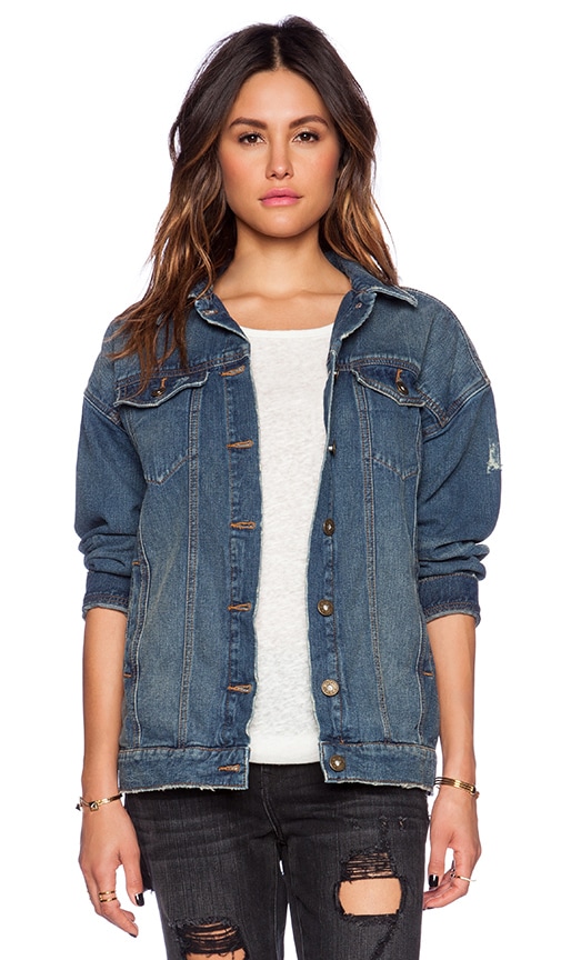 Free People Long Denim Jacket in Alabama Wash | REVOLVE