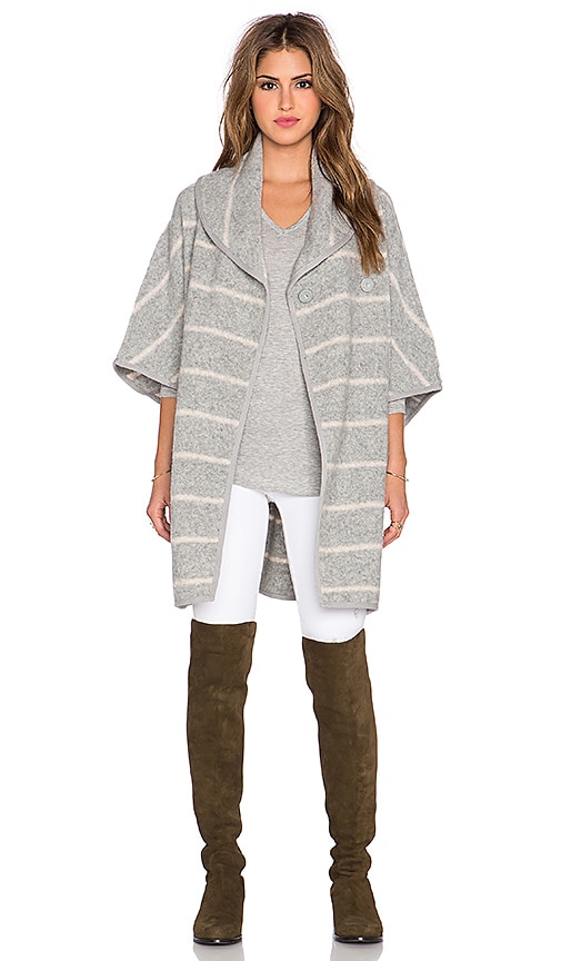 Free People Blanket Poncho Coat in Grey & Oatmeal Combo | REVOLVE