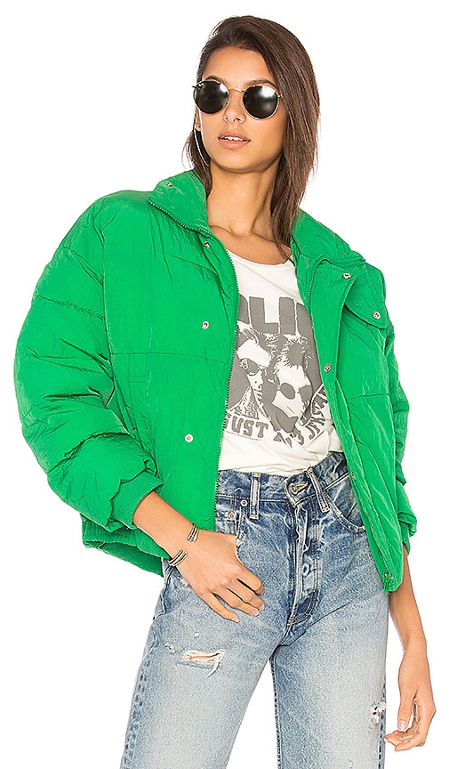 Free People Slouchy Cropped Puffer Coat in Green REVOLVE