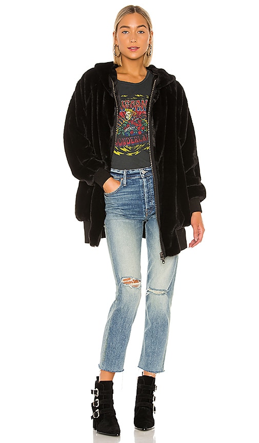 Free people faux fur turn up zip top off