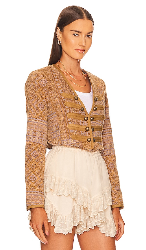 Free People Juliette Cropped Jacket in Gold Combo | REVOLVE
