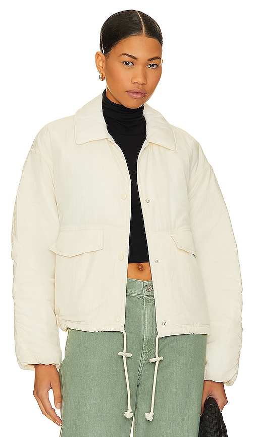 Free People X Fp Movement Off The Bleachers Coaches Jacket In Cream