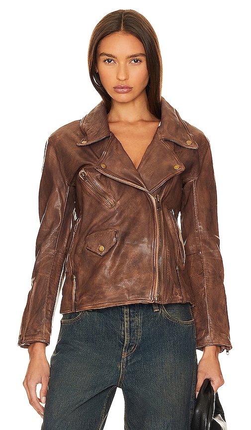Shop Free People Jealousy Leather Moto Jacket In Brown