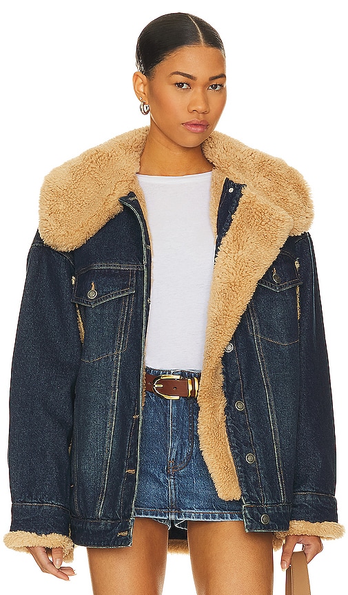 Shop Free People X We The Free Holly Cozy Denim Jacket In Rinse Combo