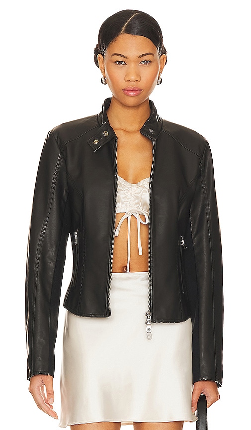 Free People Max Faux Leather Jacket In Black