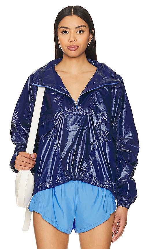 Shop Free People X Fp Movement Spring Showers Packable Solid Jacket In 大西洋蓝
