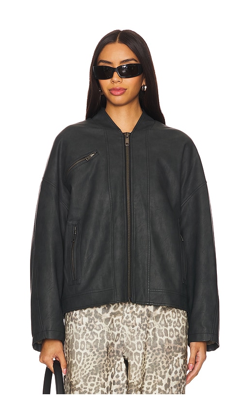 Free People X We The Free Vinny Faux Leather Bomber In 블랙