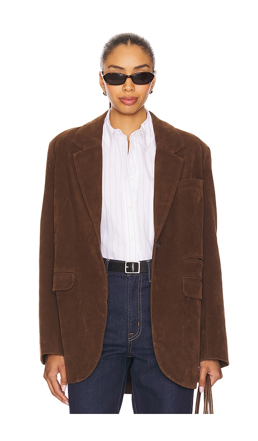 Free People X We The Free Paper Cut Faux Blazer In Brown