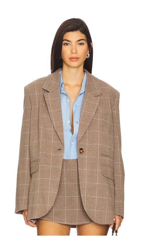 Free People Paper Cut Blazer Pinstripe In Brown