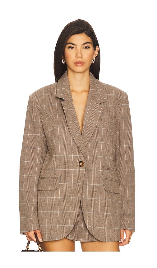 Free People Paper Cut Blazer Pinstripe In Brown