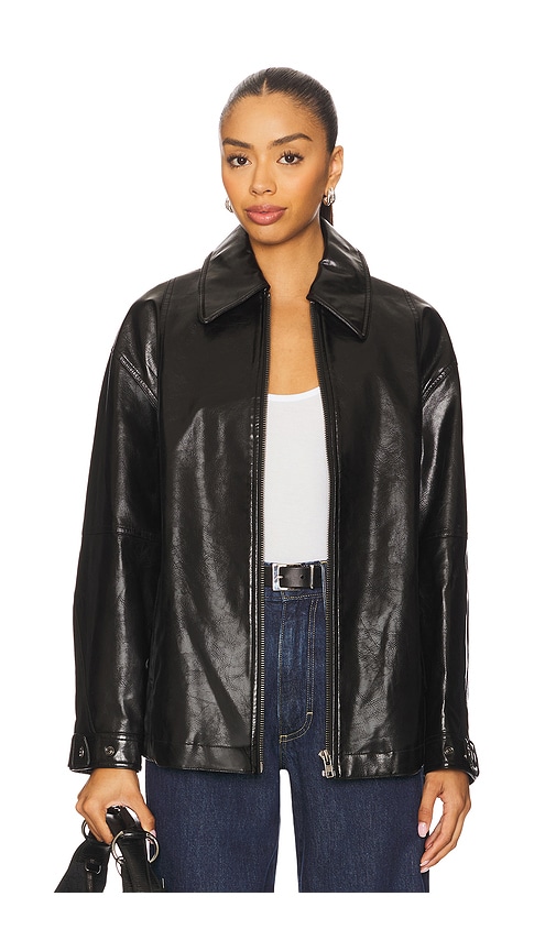 Free People X We The Free Sloane Faux Leather Jacket In Black
