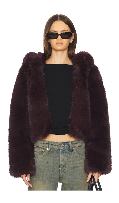 Free People Louder Please Faux Fur Jacket In Purple