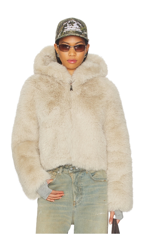 Free People Louder Please Faux Fur Jacket In Neutral