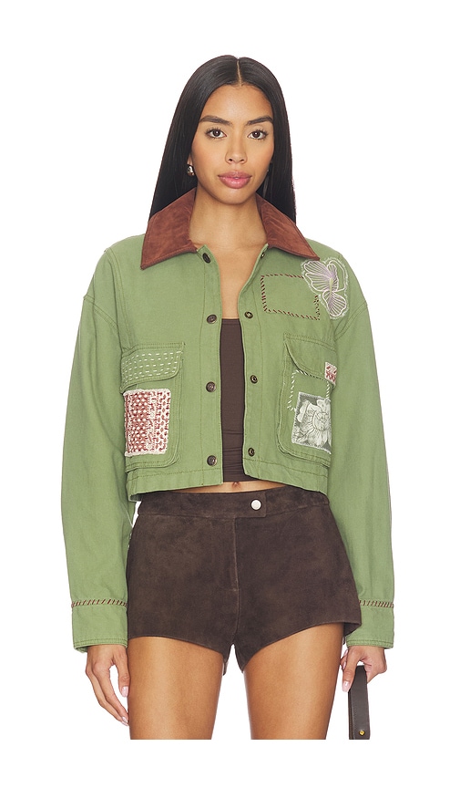 Free People x We The Free Martha Workwear Appliques Jacket en Green Taille M Also en XS S 277 €
