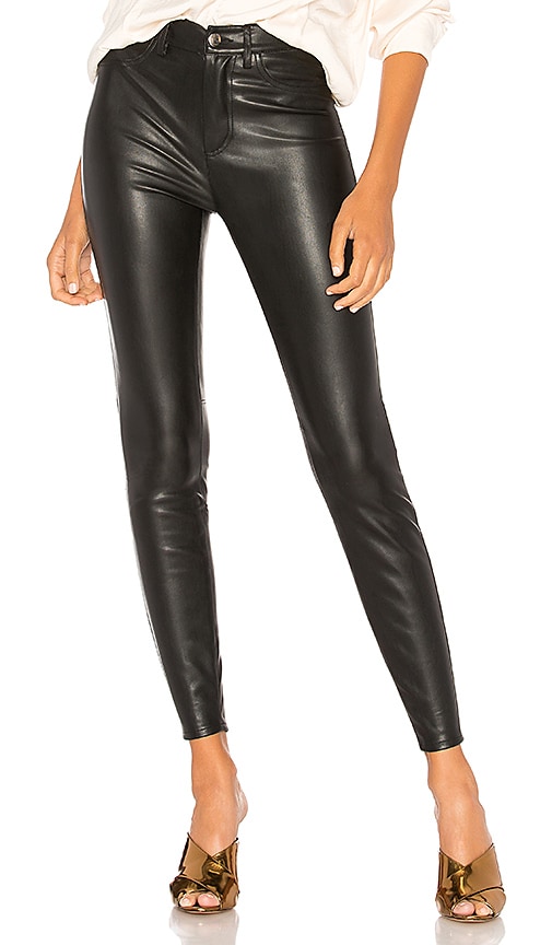 high rise leather jeans
