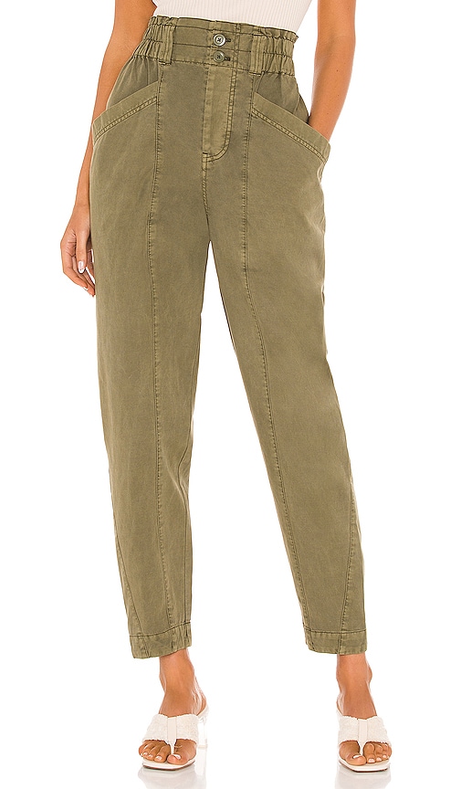 Free People Ready To Run Cinch Waist Pant in Dirty Olive | REVOLVE