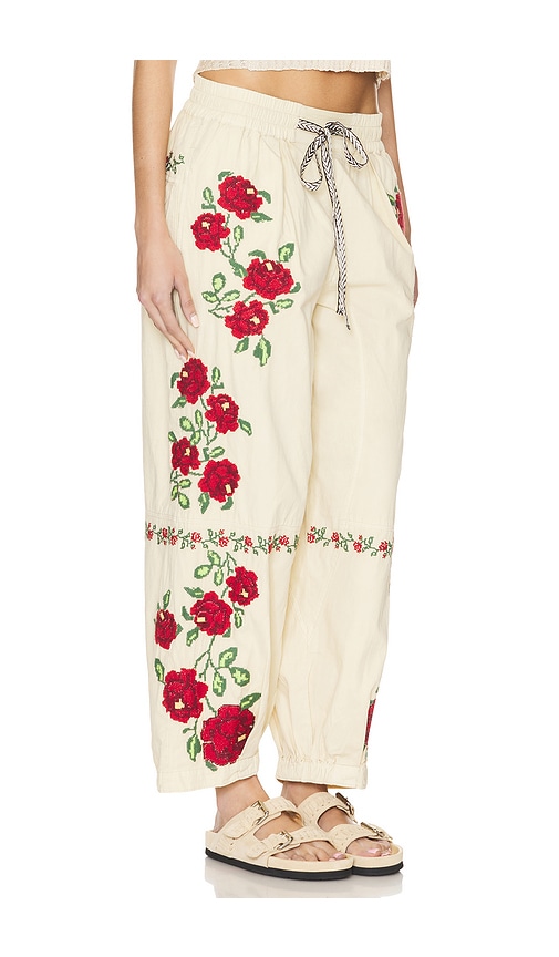 Shop Free People Rosalia Embroidered Pant In Birch Combo