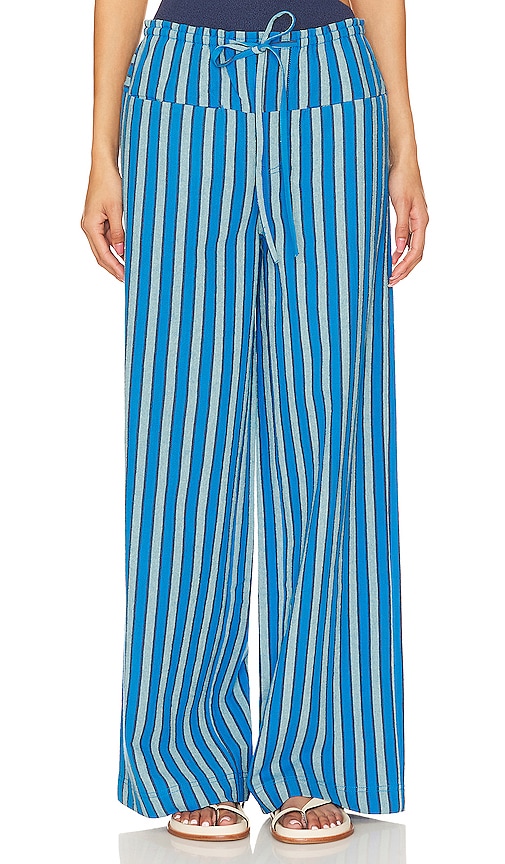 Free People Hudson Canyon Stripe Pant in Blue Combo