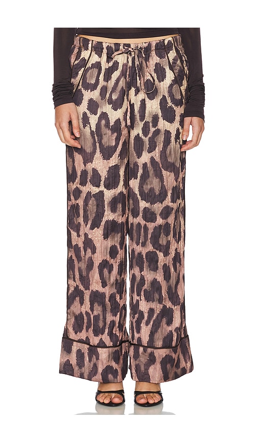 Shop Free People All Out Satin Leopard Pant In Brown