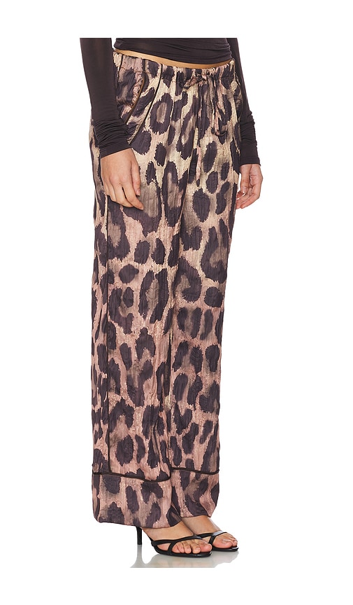 Shop Free People All Out Satin Leopard Pant In Brown