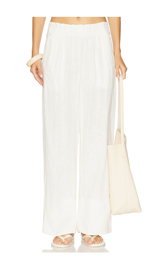 Days End Linen Pull On Pant in Ivory. - size XS (also in L, M, S, XL)