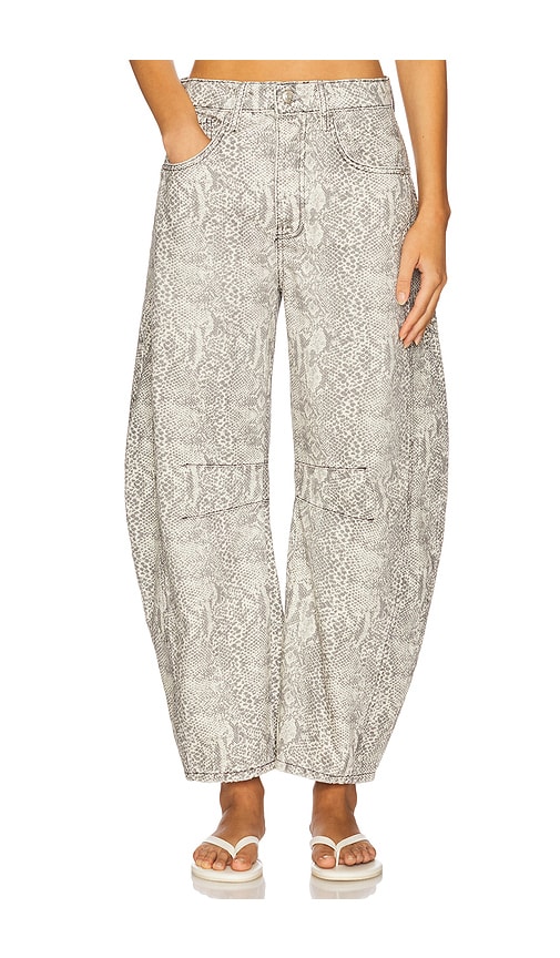 Goodluck Printed Barrel Pant in Taupe. - size 31 (also in 24, 25, 26, 27, 28, 29, 30)