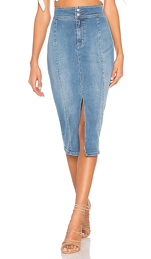 free people maddie denim midi skir