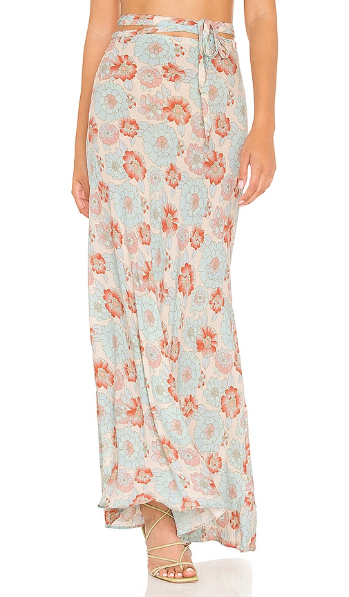 Free People Thats A Wrap Printed Skirt in Sky Combo | REVOLVE