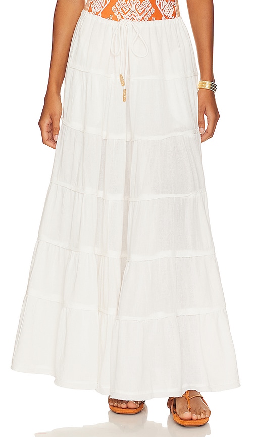 Free People Simply Smitten Tiered Cotton Maxi Skirt In White | ModeSens