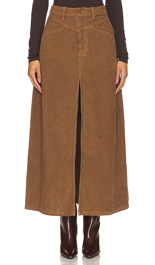 Free People Come As You Are Cord Maxi Skirt in Chocolate