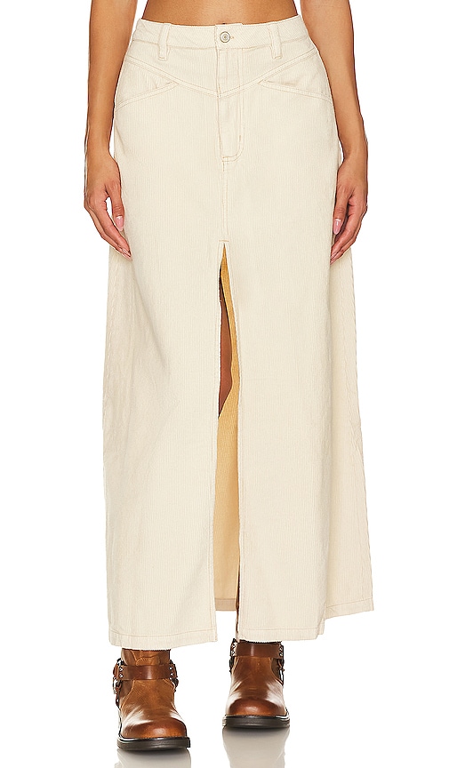 Shop Free People Come As You Are Cord Maxi Skirt In Cream