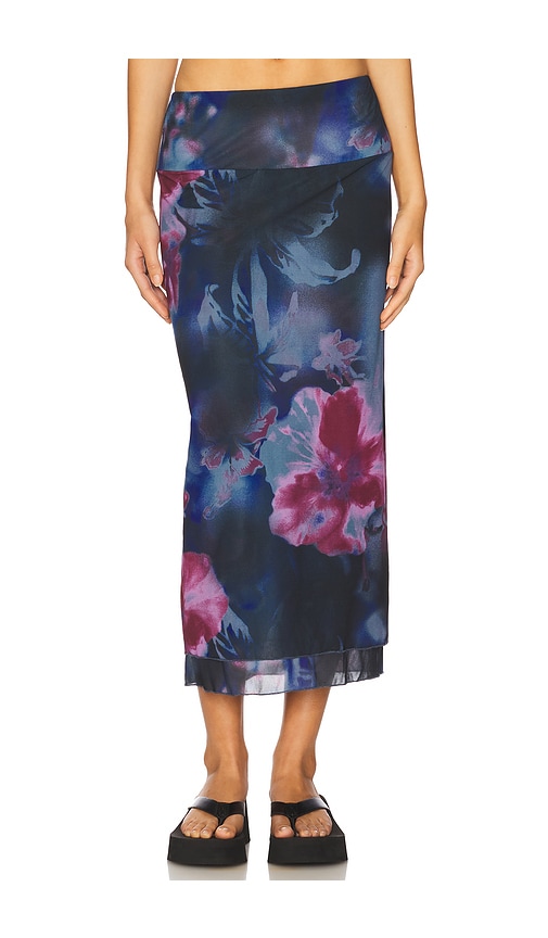 Sunset Mesh Maxi Skirt in Blue. - size XS (also in L, M, S, XL)