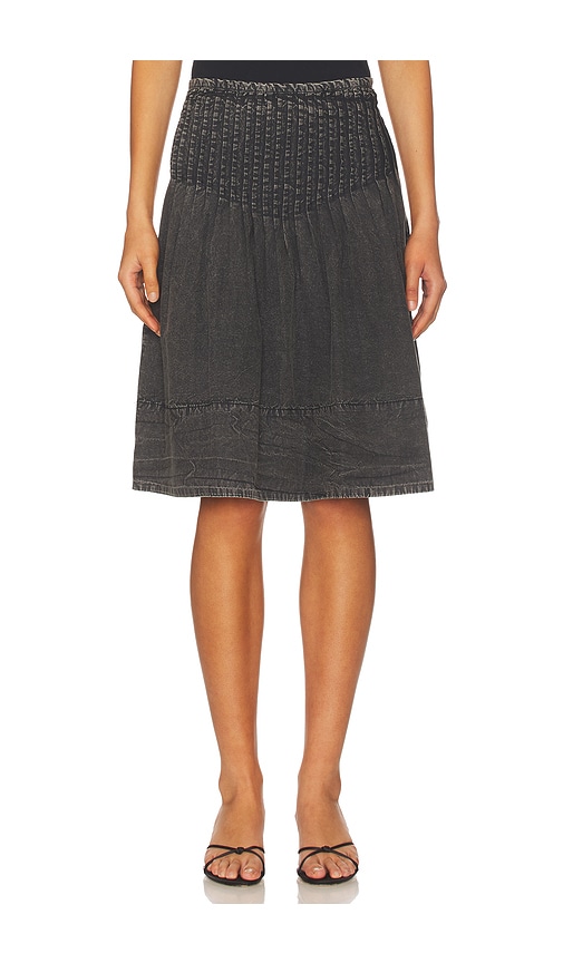 Free People Peyton Pintuck Midi Skirt In Black