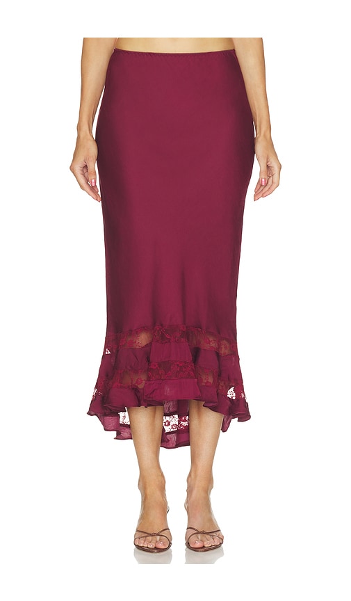 Free People Long Lost Lover Skirt in Red. - size M (also in S, XL, XS)