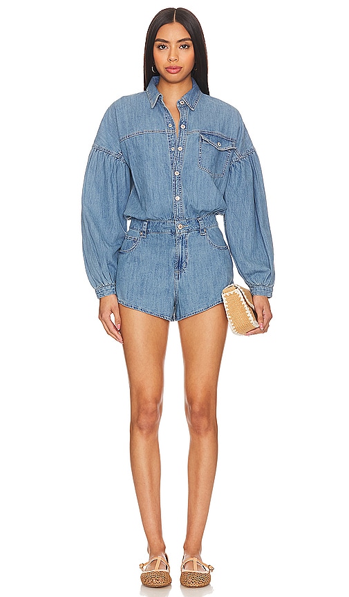 Shop Free People Zodiac Chambray One Piece In Moon Blue