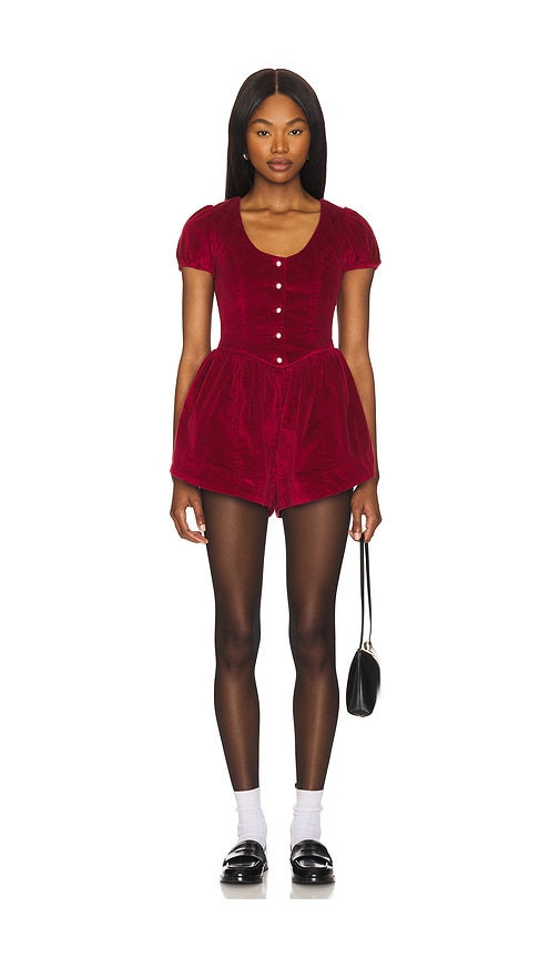 Free People X Revolve Silver Bells Romper In Burgundy