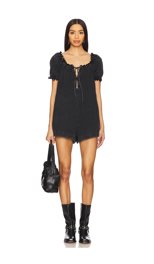 Free People X We The Free Daisy Denim Babydoll Romper In Black