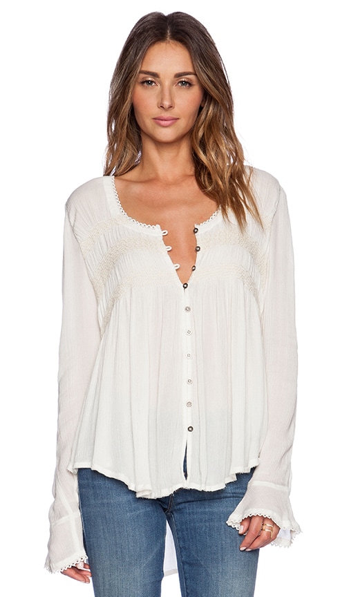 Free People Blue Bird Smocked Top in Ivory | REVOLVE