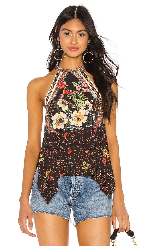 Free People New Wave Halter Top in Black