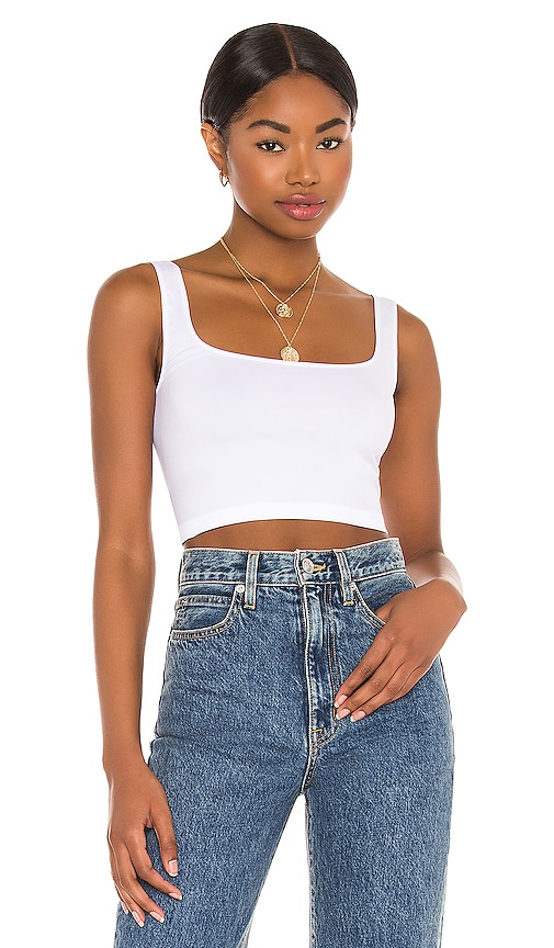 Free People Scoop Neck Crop Top in White