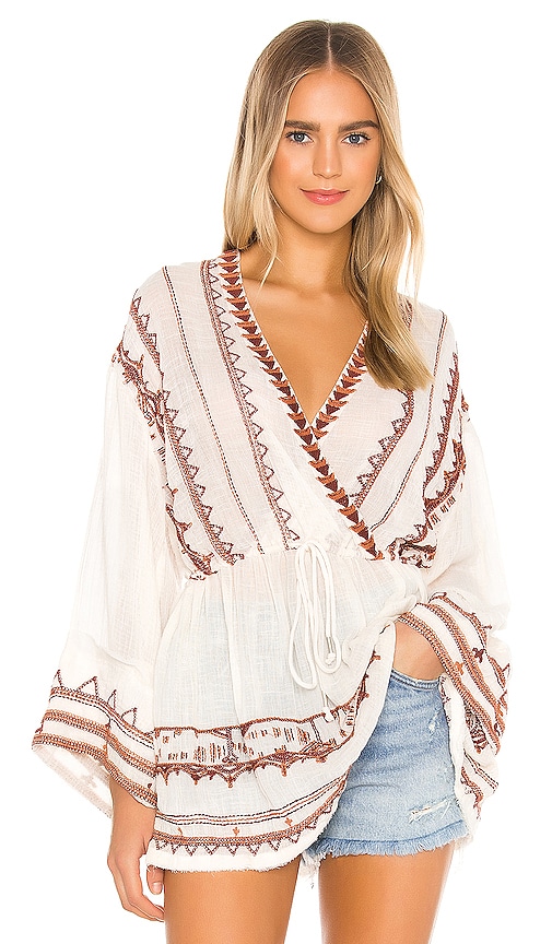 Free People Saffron Embroidered Tunic in Ivory | REVOLVE