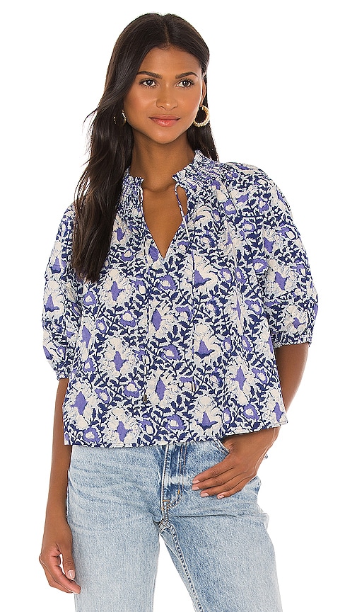 Willow Printed Blouse in Blue Combo